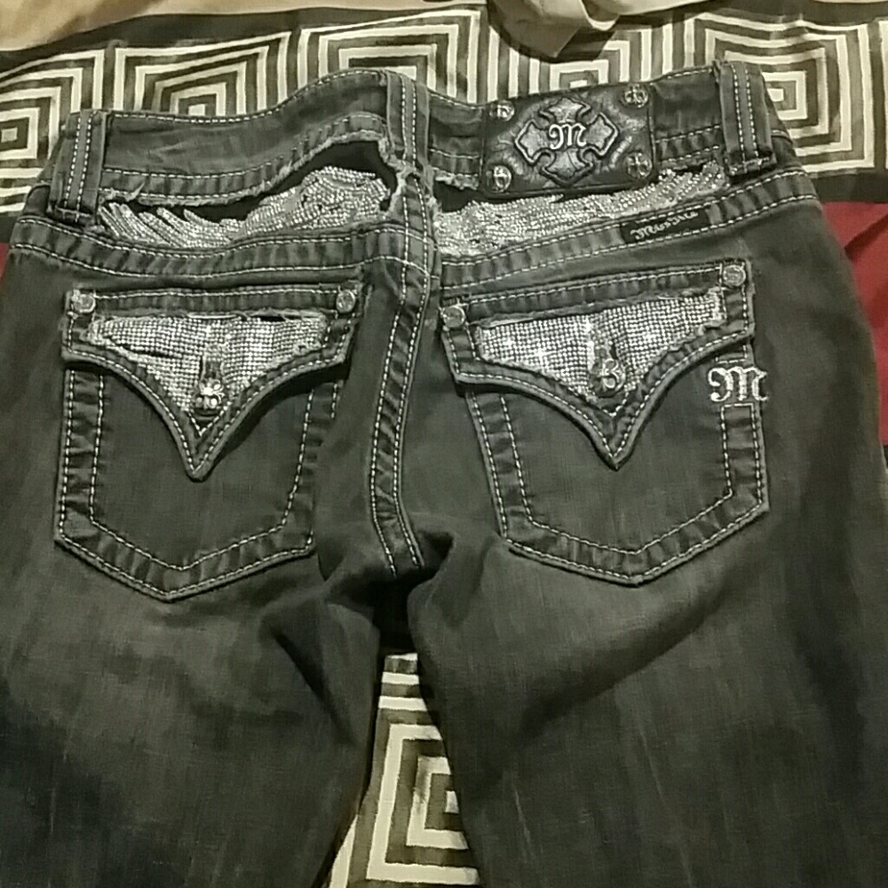 Jean miss me 26 skinny jeans black silver